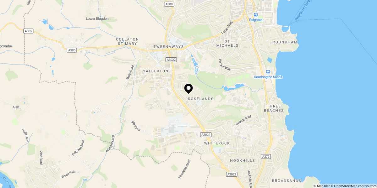 Approximate location of Roselands Drive, Paignton, TQ4 7RA
